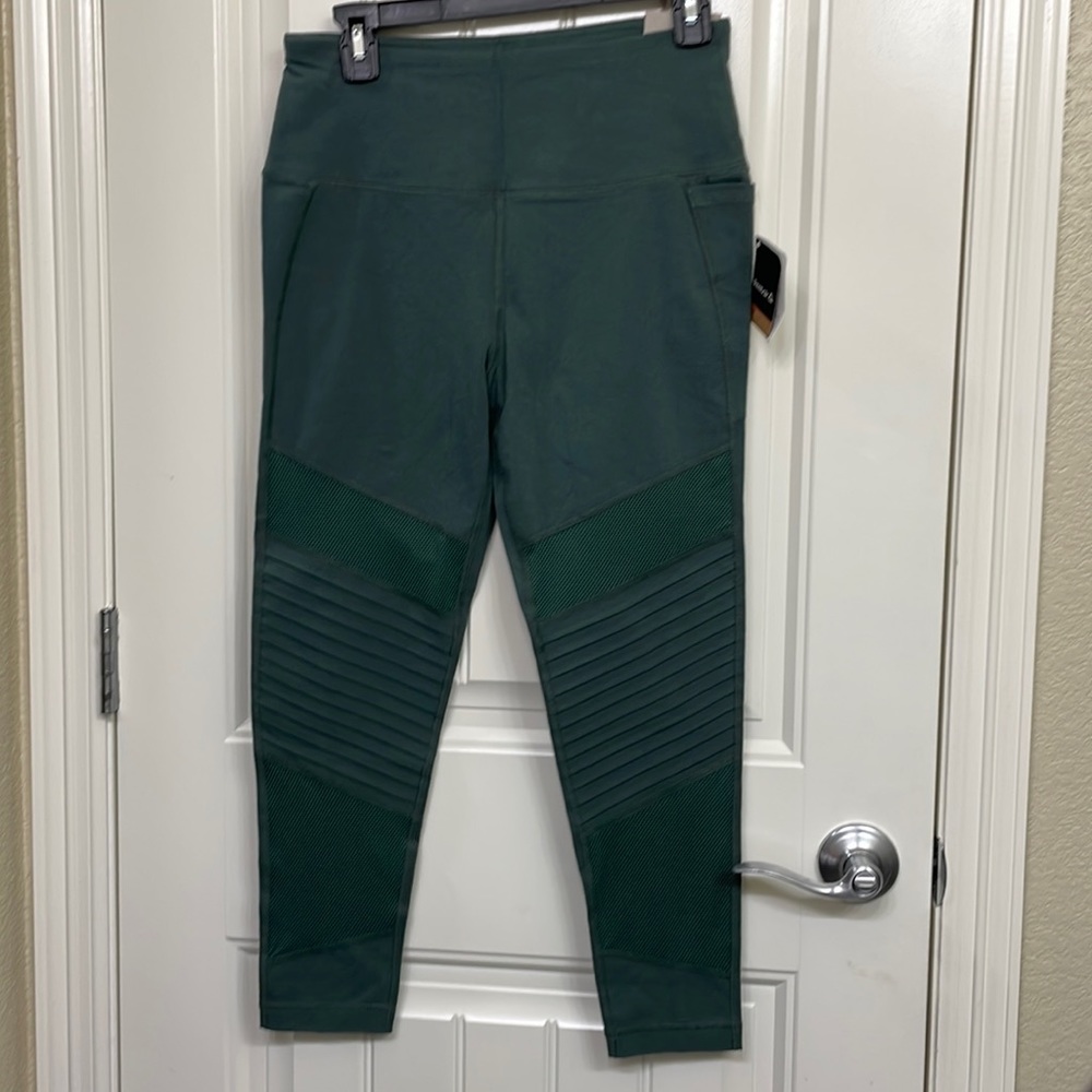NWT Reebok teal stretch cotton‎ moto tight high waist leggings size medium